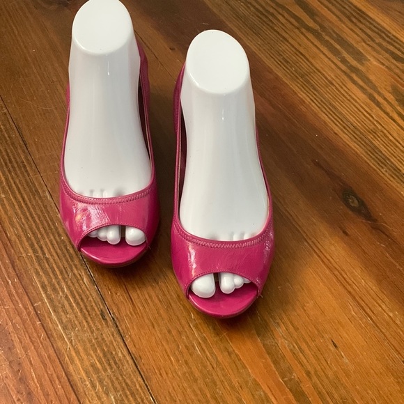 Cole Haan Fuchsia Open-Toe Wedges - Picture 2 of 11